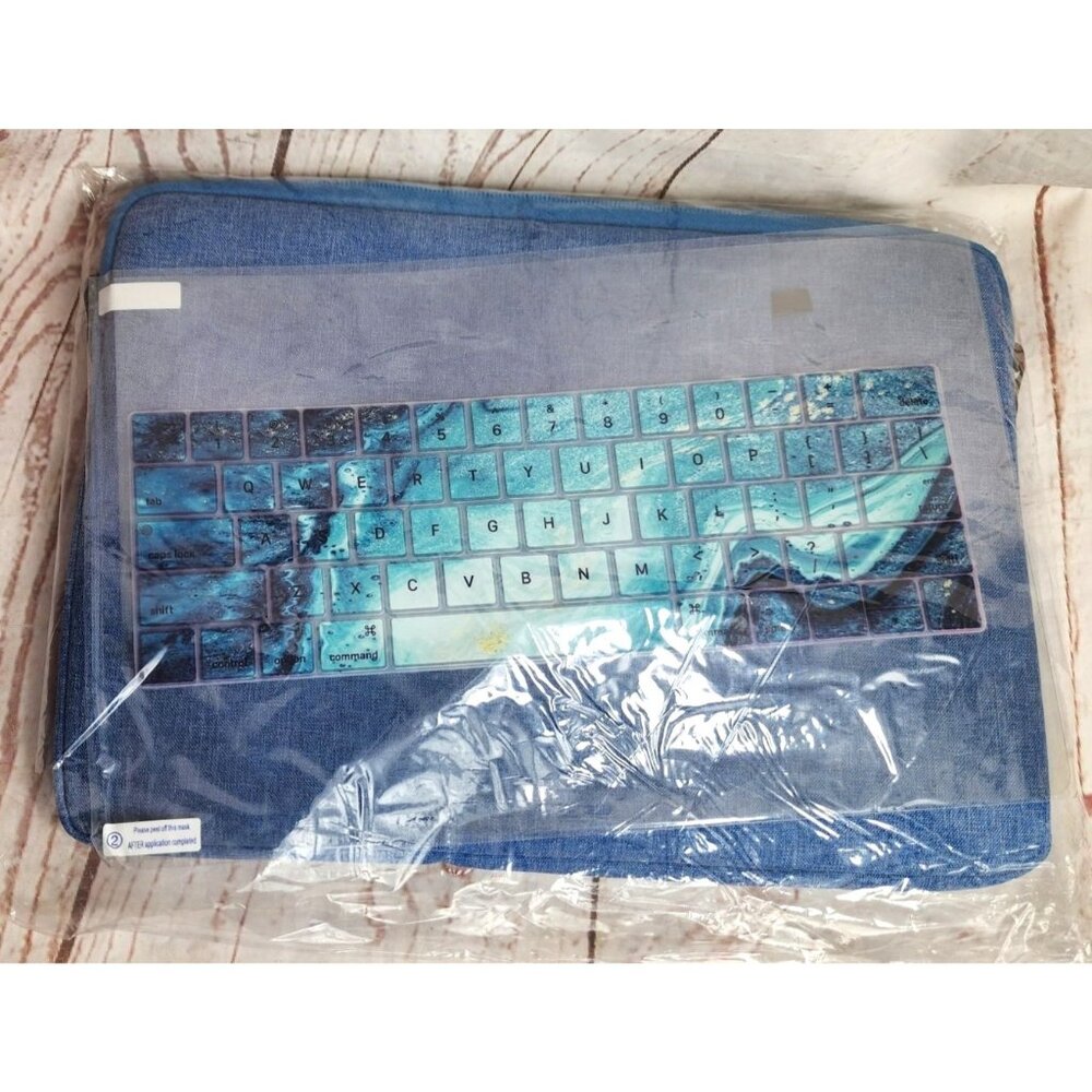 Blue Laptop Sleeve With Aqua Keyboard Cover, Screen Protector For MacBook Air